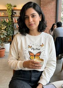 White Butterfly Graphic Sweatshirt