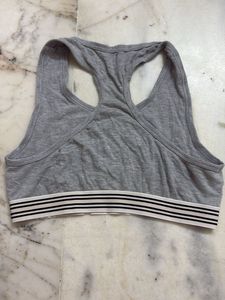 Y2K Grey "Girl Power" crop tank top