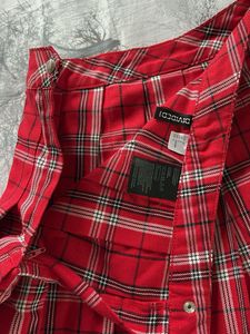 Red Plaid Pleated Mini Skirt