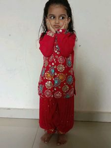 Red Embroidered Kurta Set