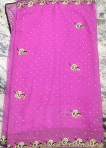 Pink Embellished Saree with Blouse Piece