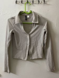 H&M Ribbed Button-Up Cardigan