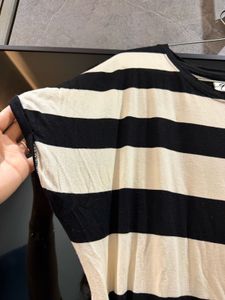 Westside dress in beige n black stripes