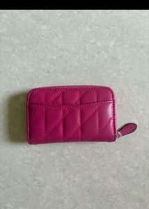 COACH Pink Quilted Zip Around Wallet