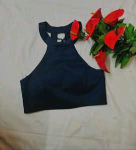 Padded Chic Navy Blue Halter Top
