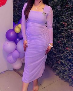 Elegant Lavender Ruched Midi Dress