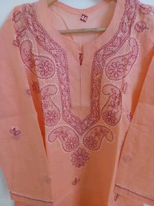 Cotton Kurta With Hand Embroidery