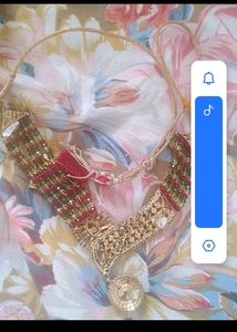 Statement Necklace with Red Accent