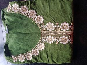 Embroidered Green Silk Blouse