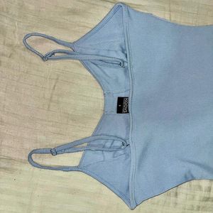 Blue Mini Dress with Hook &amp; Eye Detail