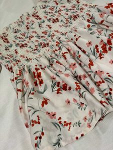 Floral Smocked Square Neck Top