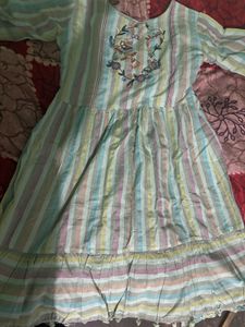 Striped Embroidered Dress