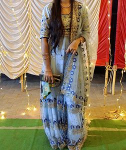 Stunning Blue Embroidered Lehenga Choli