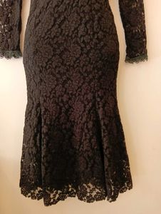 Korean Black Lace Mermaid Midi Dress