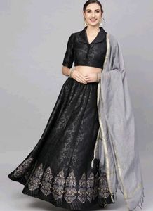 Smashy black and grey jacquard lehenga set