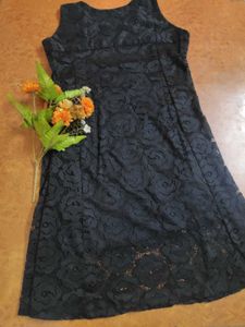 Elegant Black Floral Lace Party Dress