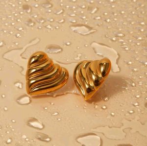 Gold Heart Earrings - Stainless Steel