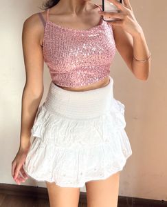 Sparkly Pink Sequin Crop Top