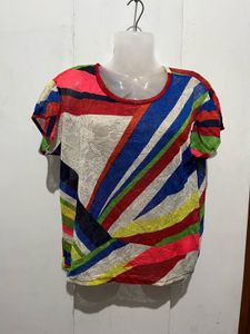 Colorful Striped Mesh Top