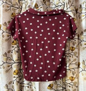 Maroon Polka Dot Top