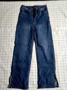 High-Waisted Flare Jeans with Side Zips