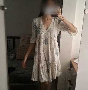 Boho Floral Print V-Neck Mini Dress
