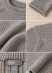 GREY TEXTURED KNIT SWEATER WITH DISTINCTIVE SLEEVE