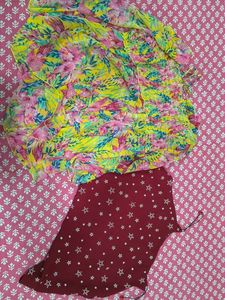 Vibrant Floral & Star Print Two-Piece Set