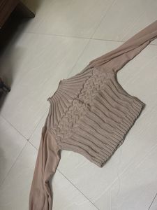 Chic Ribbed Mesh Sleeve Top