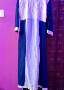 Blue and White Peacock Kurta