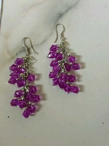 Purple Crystal Cluster grapes shaped Dangle Earrin