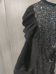 Sparkling Sequin Puff Sleeve Dress