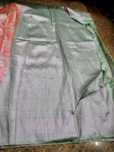 Elegant Pink Floral Saree with contrast blouse