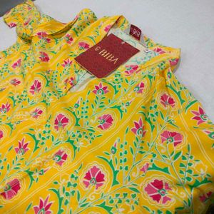 Yellow Floral Print Kurta
