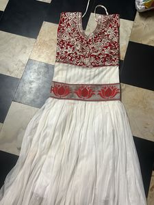 Elegant Red & White Lehenga Choli
