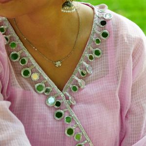Embroidered Cotton Kurta with mirror work