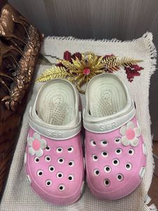 Pink SFR crocs with Flower Detail