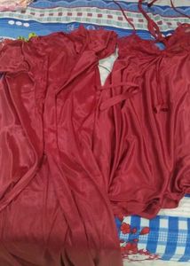 Elegant Red Lace Nightgown