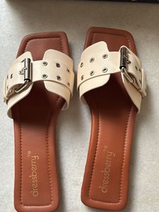 Dressberry Cream Buckled Flats (with box)