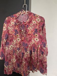 Floral Pink Tunic Blouse