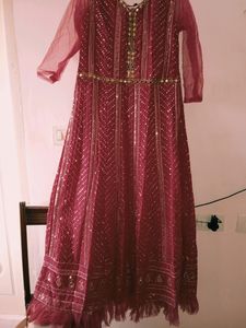 Red Chikankari Wedding Gown