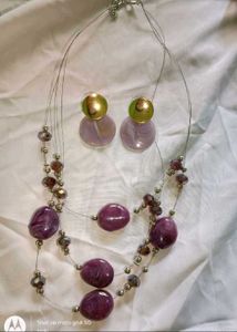 Boho Layered Beaded purple stone Necklace