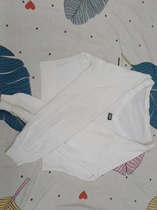 white sweater crop top