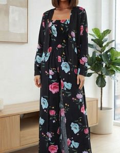 Floral Print Jumpsuit with cover up jacket