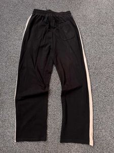Black Track Pants with White Stripes