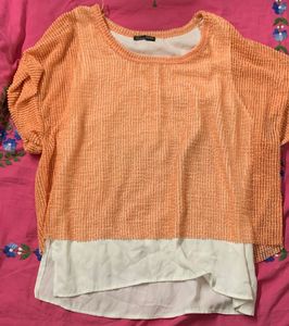 Orange Tshirt With Inbuilt White Tank
