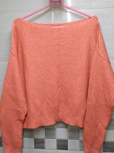Coral Boat Neck Knit Sweater