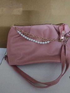 Pink Handbag with Pearl Detail