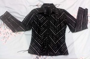 Black Fitted Striped Shirt
