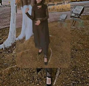 Georgette Plan Black Kurti And dupataa